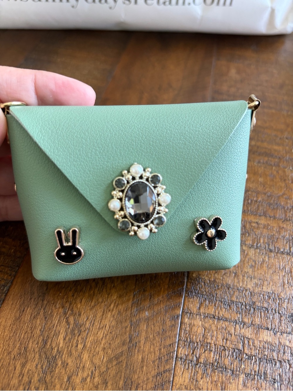 Women’s Mint Green Embellished Crossbody Bag